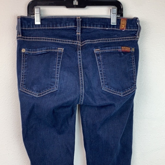 7 for all Mankind the Skinny mid rise dark indigo wash dressy 5 pocket jeans EUC - Picture 5 of 9
